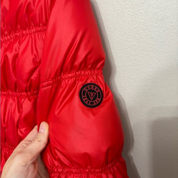 Guess Bright Red Down-Filled Puffer Coat - Size M - Picture 3 of 9